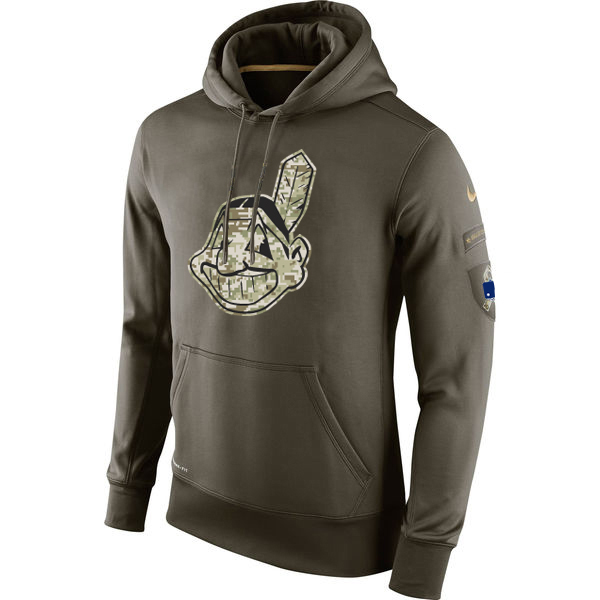 MLB Men Cleveland Indians Nike Olive Salute To Service KO Performance Hoodie Green->philadelphia phillies->MLB Jersey